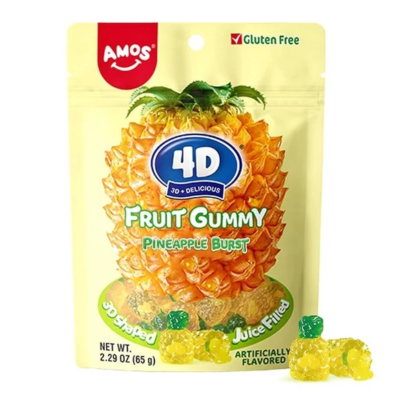 EEM-003502 AMOS 4D FRUIT GUMMY PINEAPPLE BURST 65G